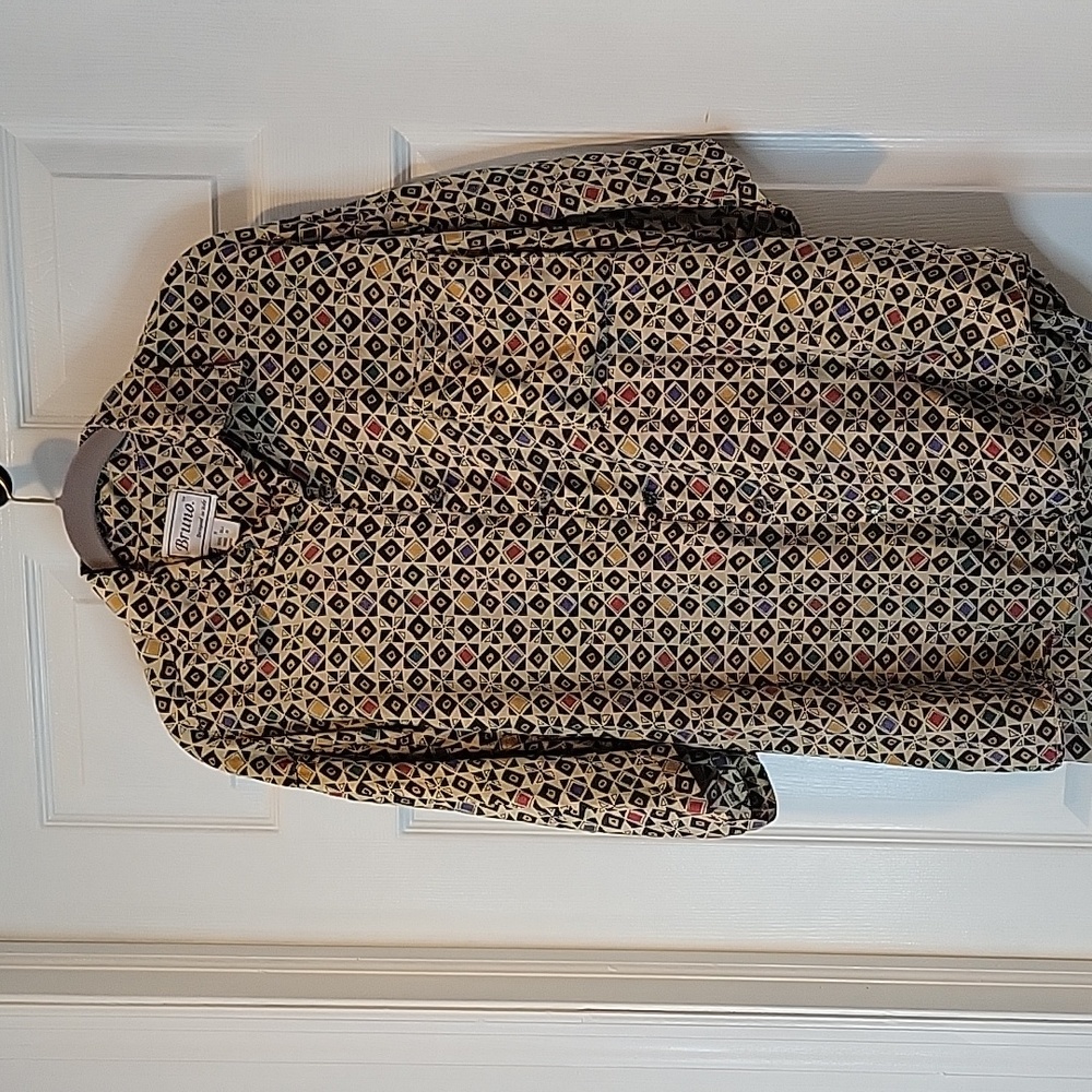 Vintage geometric print silk shirt